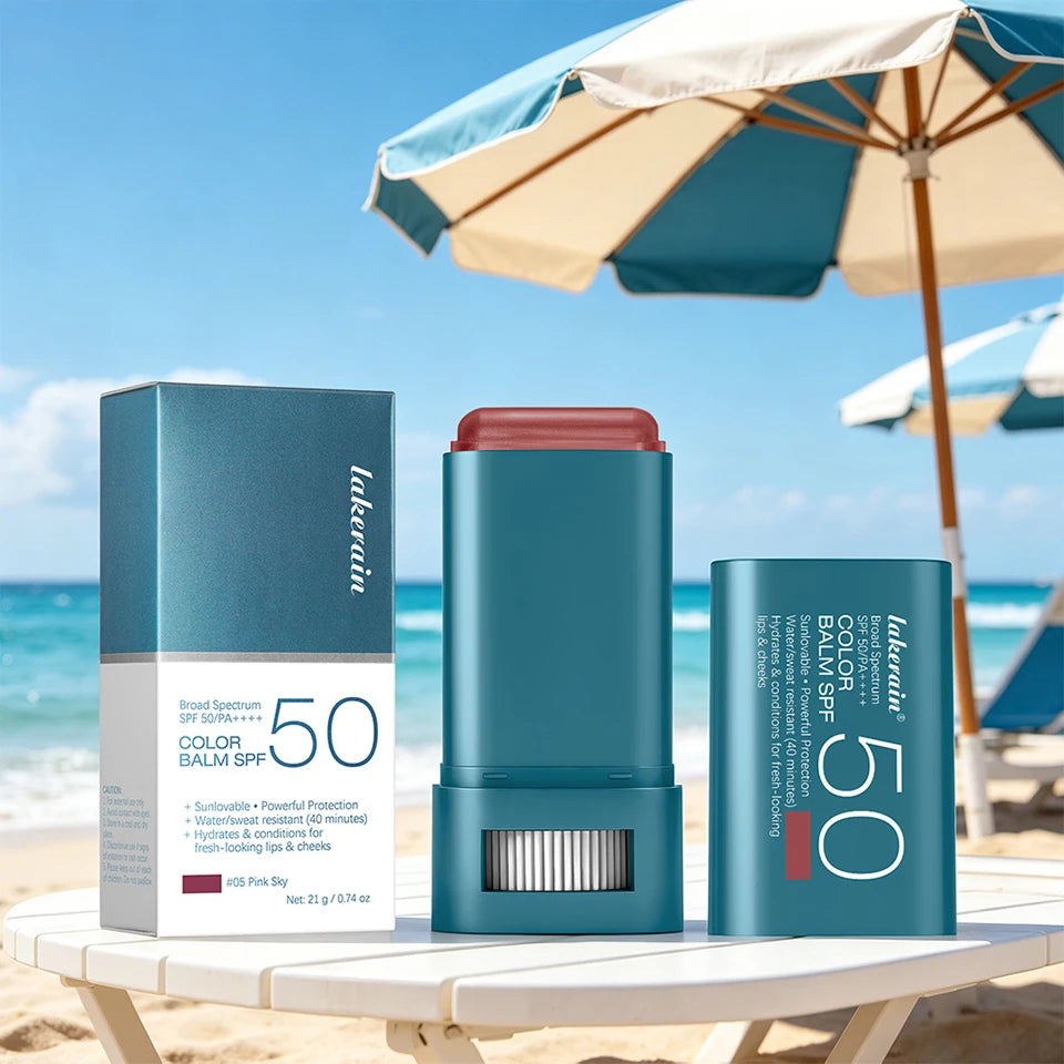 Outdoor Makeup SPF 50 Blush Balm Stick for Sun Protection and Color