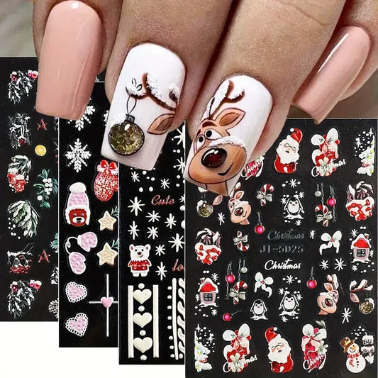Christmas Nail Art Christmas Nail Stickers Winter Snowflake Bear Design