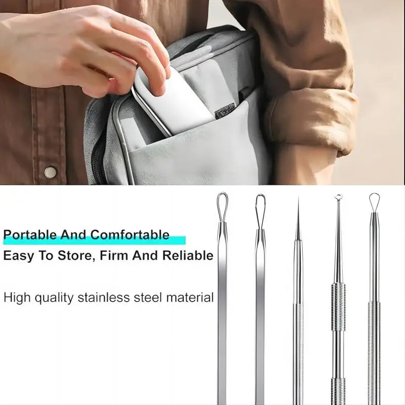 Bathroom mirror skin care 5PCS Blackhead Removal Kit for deep facial cleaning - 6