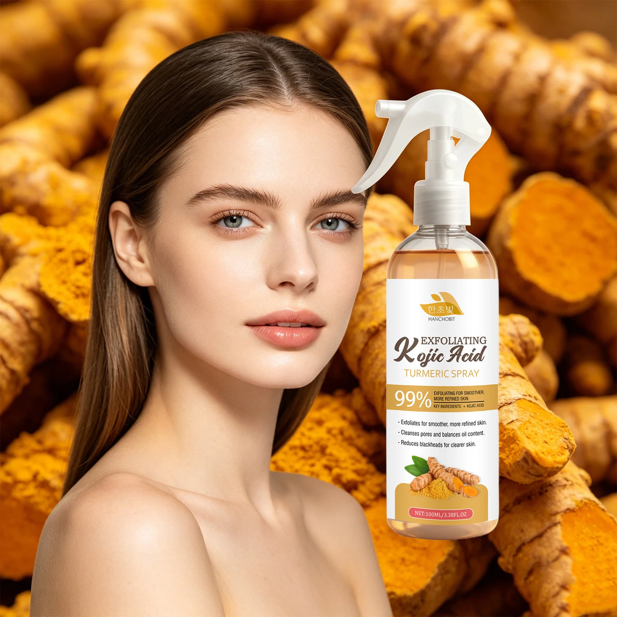 Daily Skin Care Kojic Acid Turmeric Exfoliating Spray for Smooth Skin