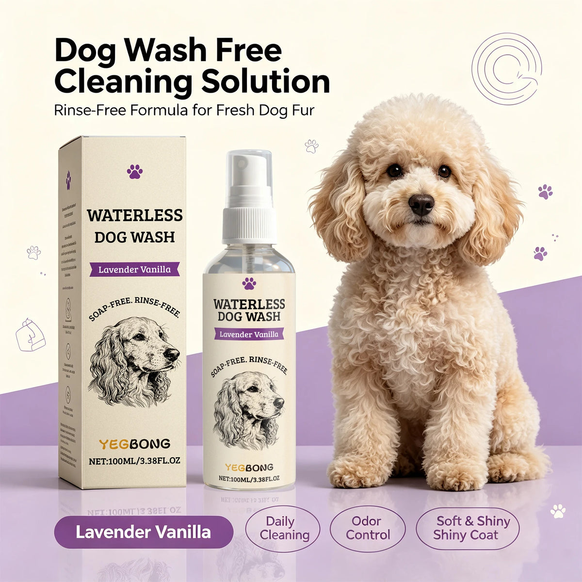 Bath Time Waterless Dog Shampoo Spray for Fresh Coat