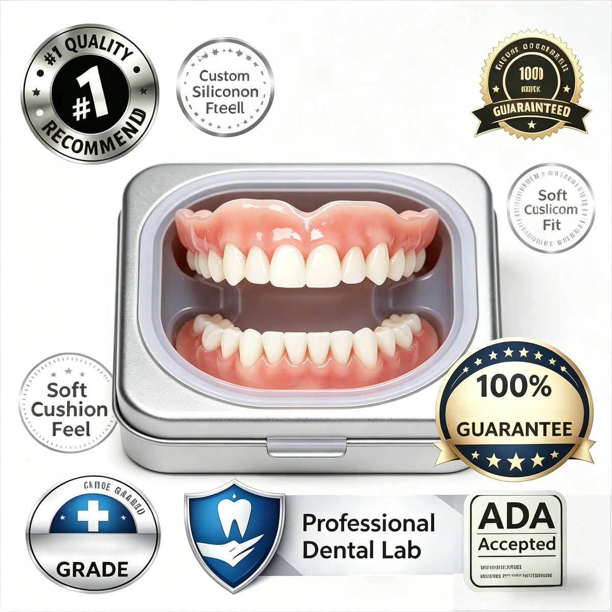 Daily Smile Full Mouth Dentures Set for Natural Comfort Fit and Look