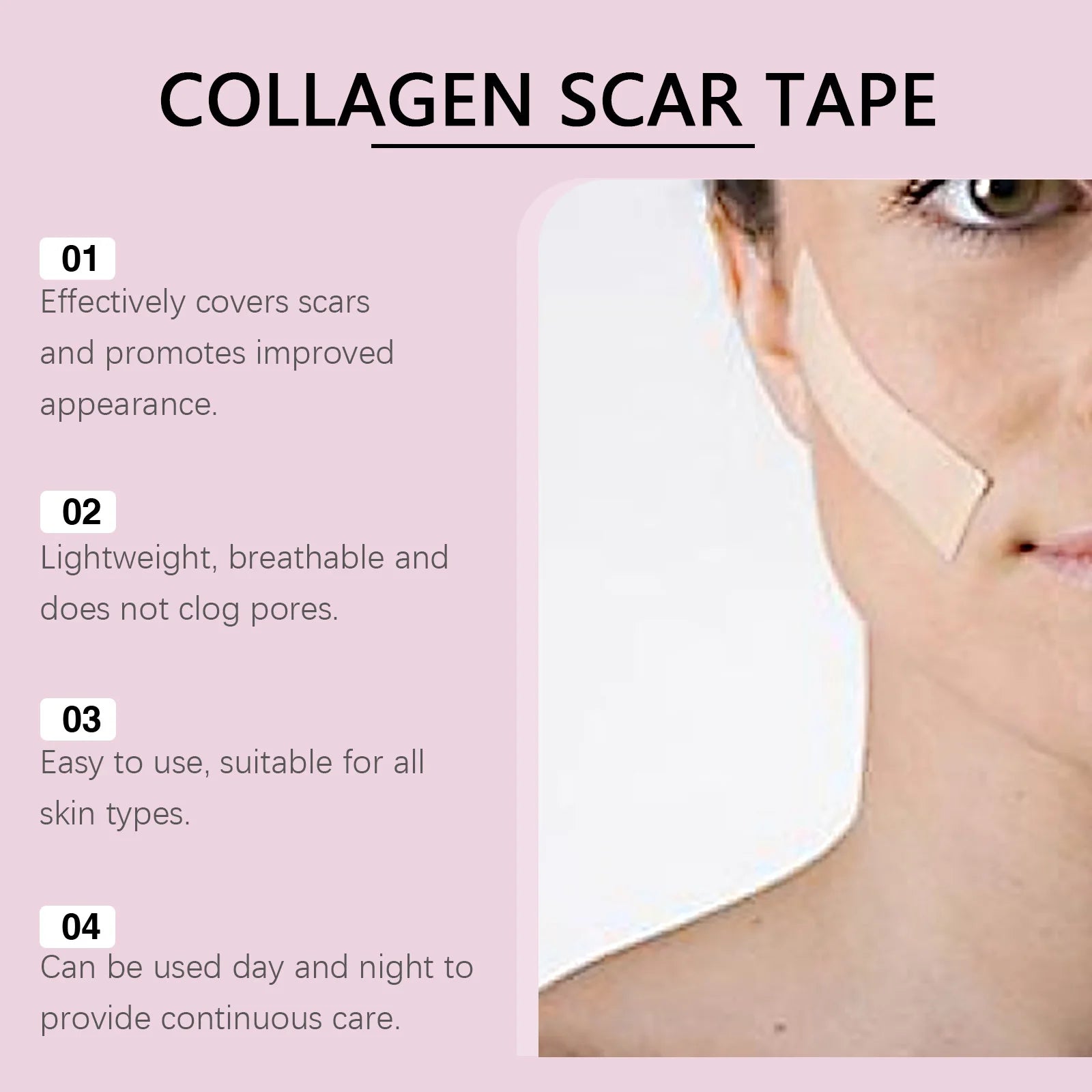 Daily Skin Care Silicone Collagen Scar Tape for Smooth Texture and Hydration - 10