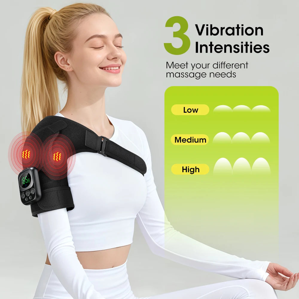 At home cordless shoulder heating massager with app control and vibration