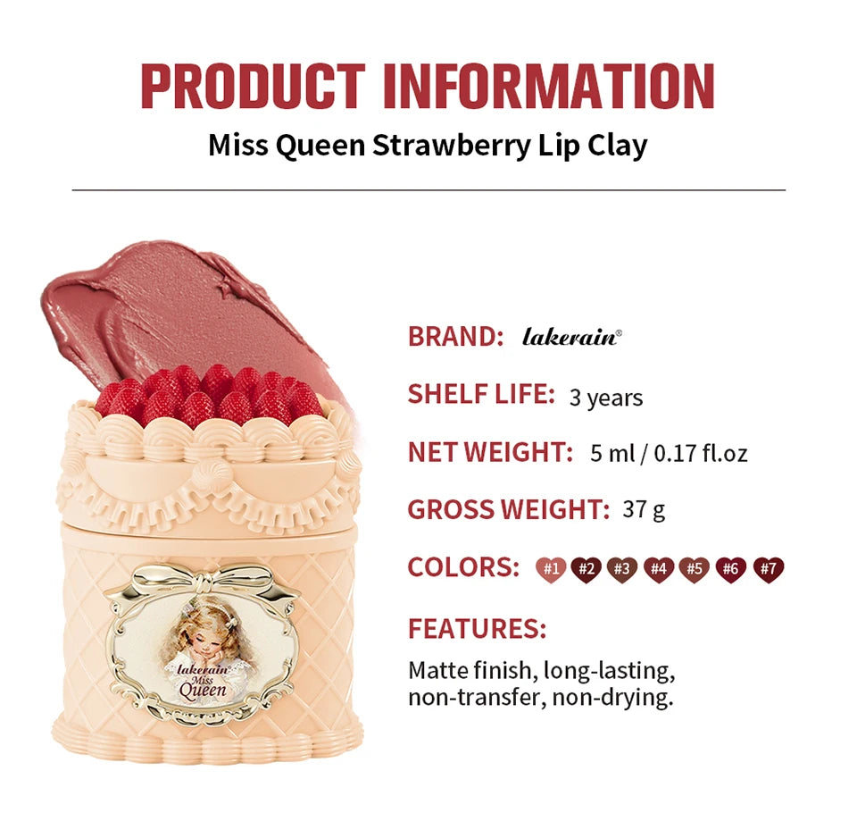 Daily Makeup Strawberry Cake Lip Mud Long Lasting Velvet Lip Cream