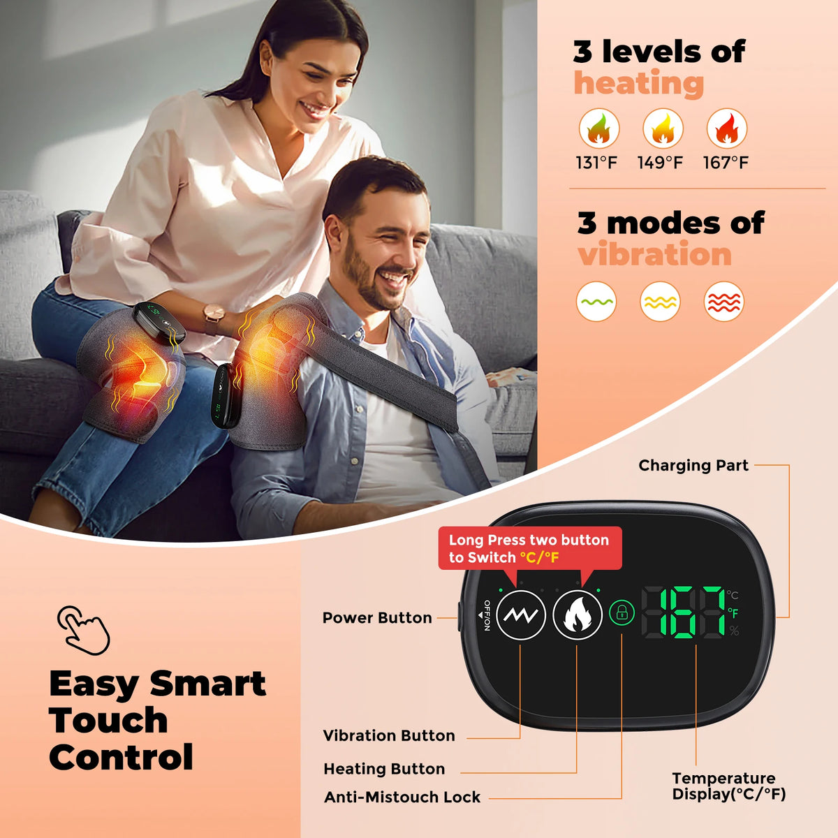 Winter Sports Heated Knee Massager Cordless Heating Pad