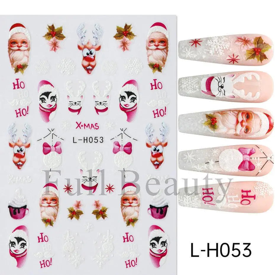 Christmas party nail art decor winter sticker for holiday manicure styling