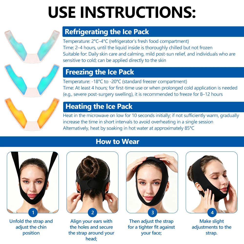 Home Skincare Face Wrap Band Hot and Cold Compress for Chin and Jaw - 15