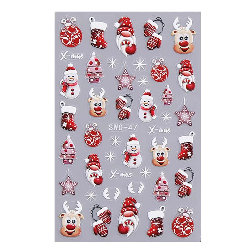 Christmas party nail art decor winter sticker for holiday manicure styling - 30