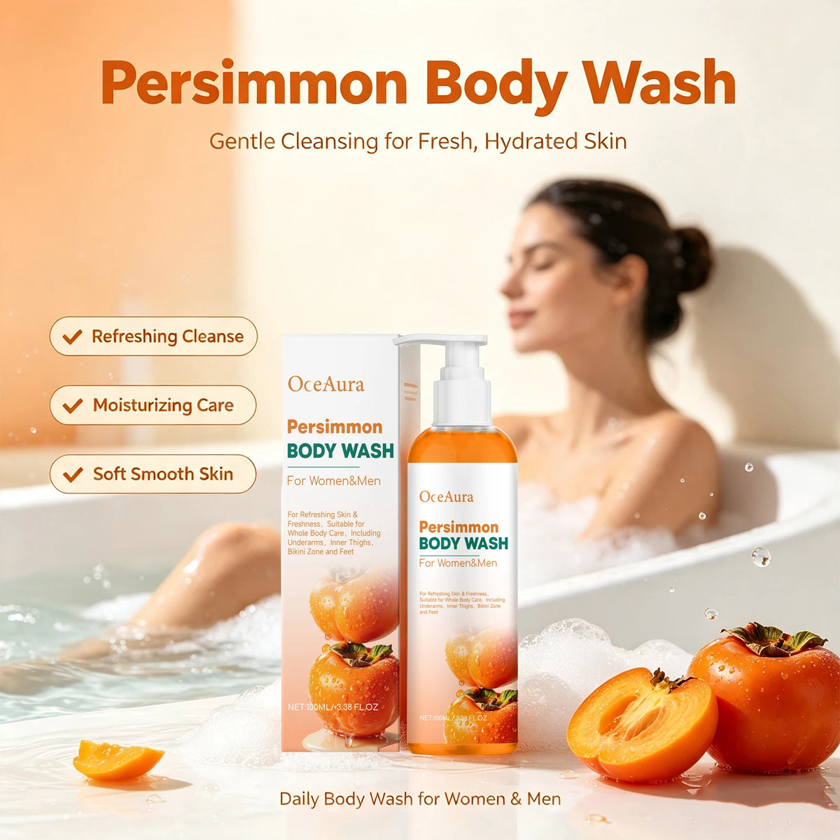 Daily Shower Persimmon Body Wash Sweat Odor Eliminating Natural Gel