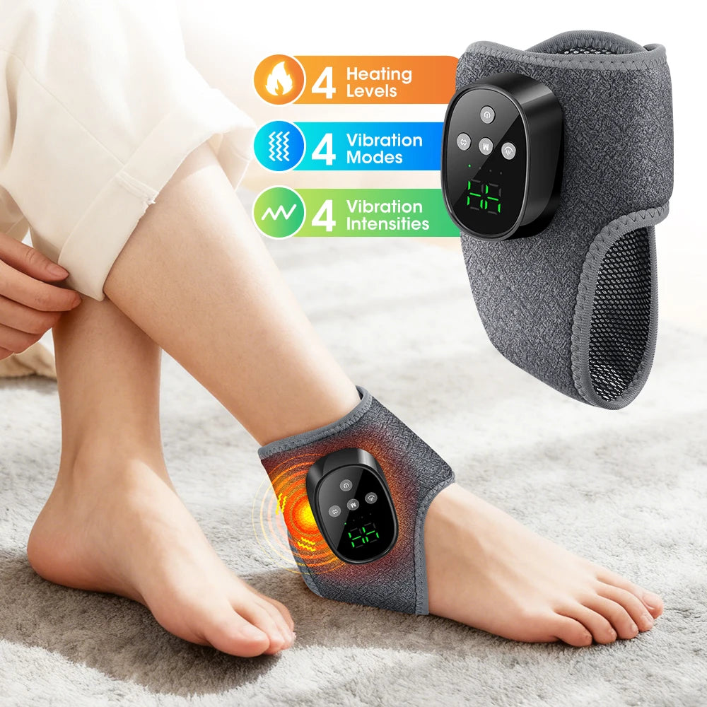 Home Office Heated Vibration Ankle Massager Wrap for Foot Relaxation