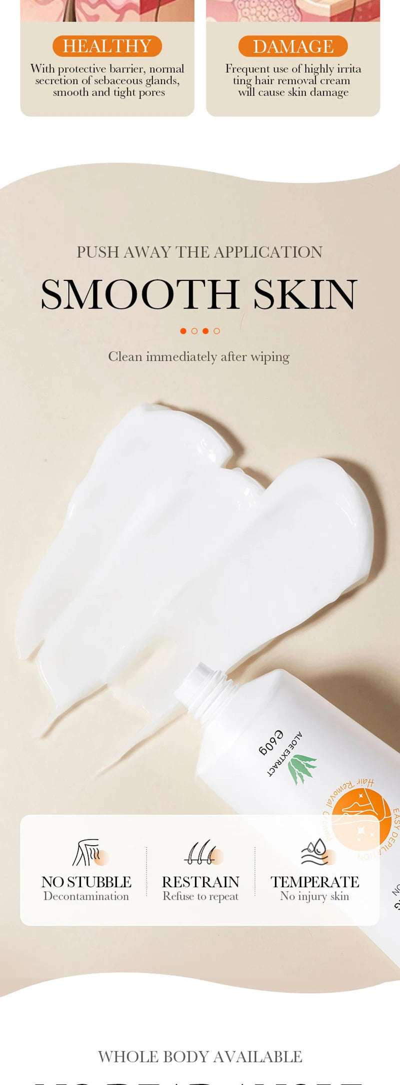 Body Care Painless Hair Removal Cream for Smooth and Soft Skin - 8