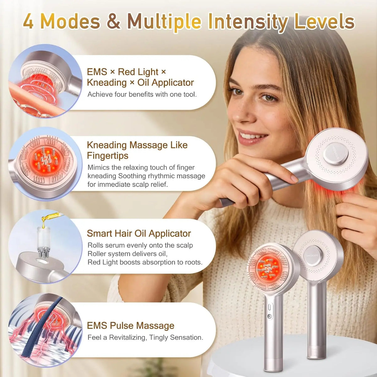 Bathroom Electric Scalp Massager Comb for Hair Growth and Serum