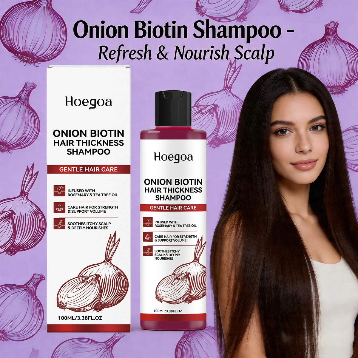 Daily Shower Onion Biotin Shampoo for Voluminous and Smooth Hair Care