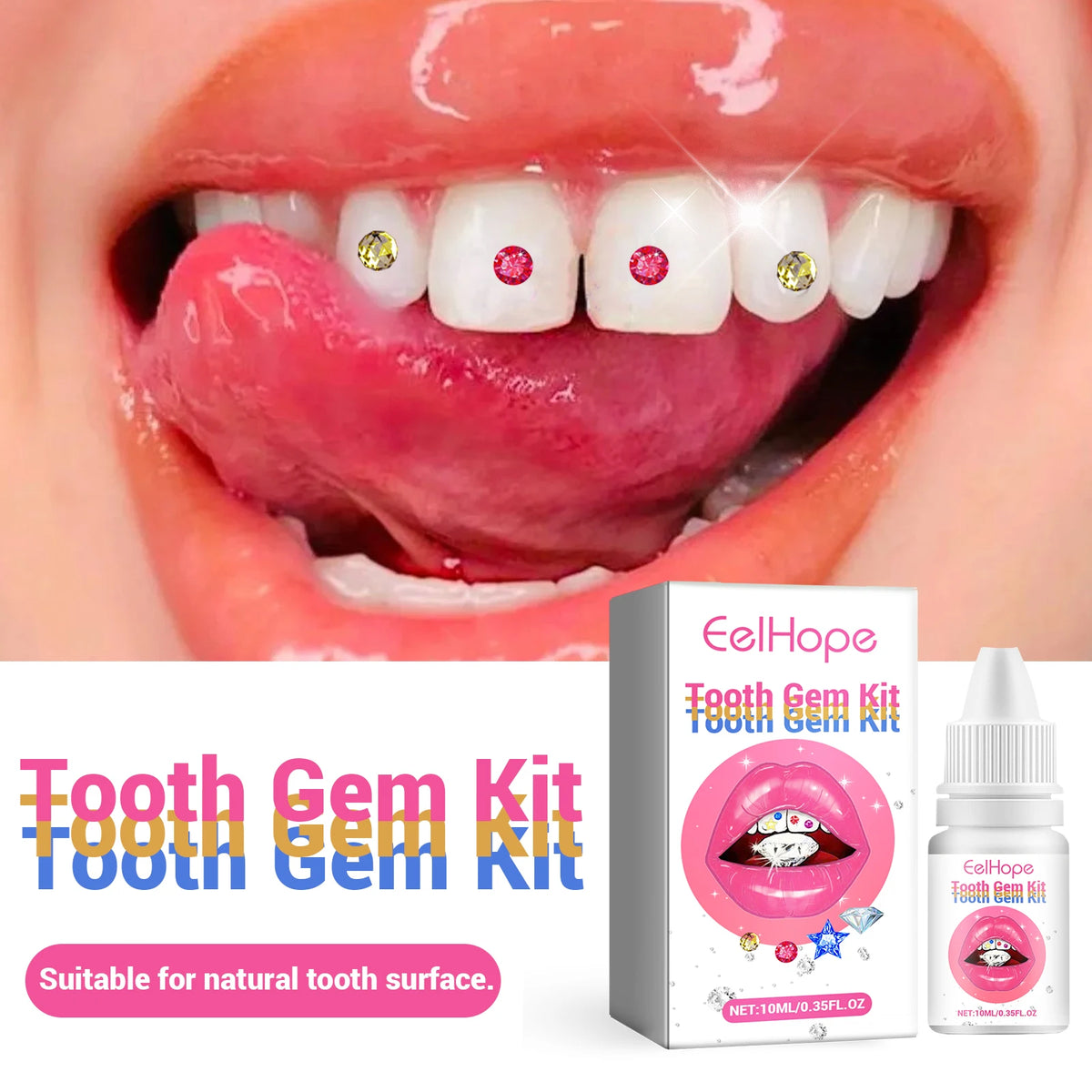 At Home DIY Tooth Gems Kit With Glue And UV Light Sparkle Ornaments