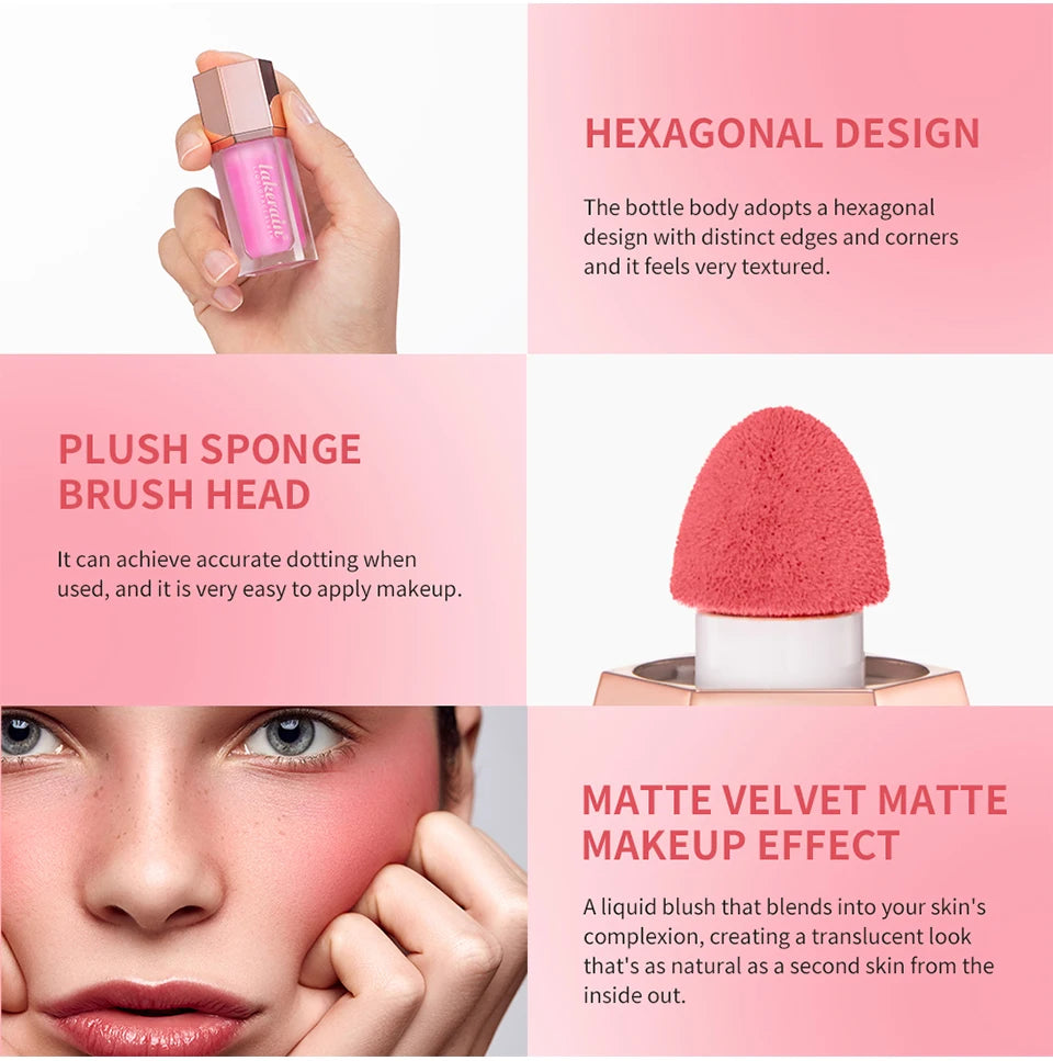 Daily Makeup Liquid Blush Long Lasting Waterproof Matte Velvet Formula