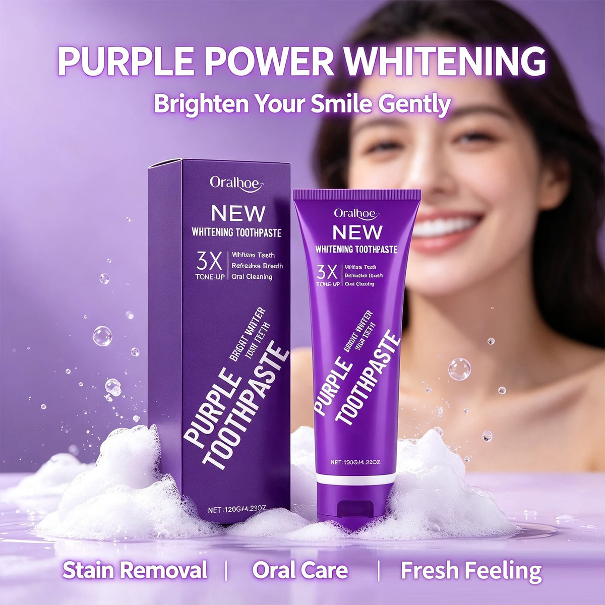 Daily Routine Purple Whitening Toothpaste for Fresh Breath and Clean Teeth