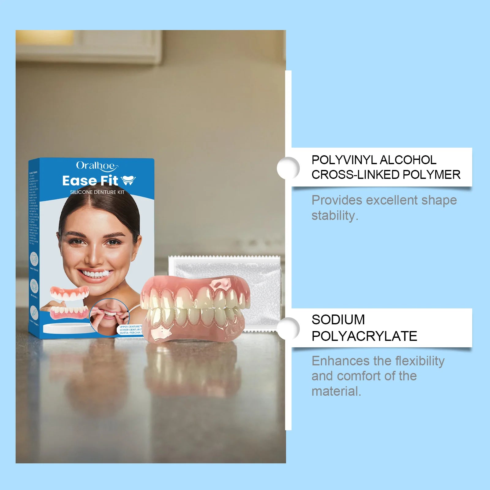 Missing Teeth Silicone Denture Set for Natural Smile and Easy Chewing - 10