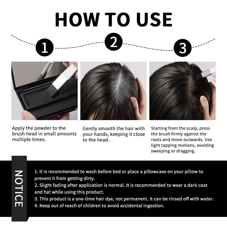 Instant Root Cover Up Hair Powder for Seamless Gray and Hairline Coverage