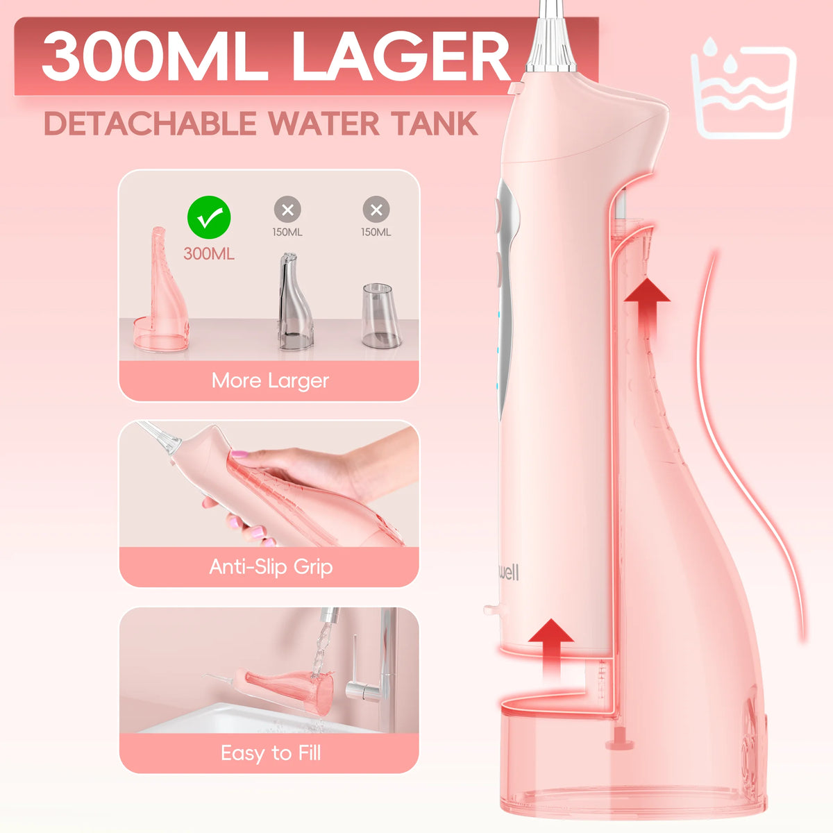 Bathroom Oral Care Water Flosser with Rechargeable Battery and 300ML Tank