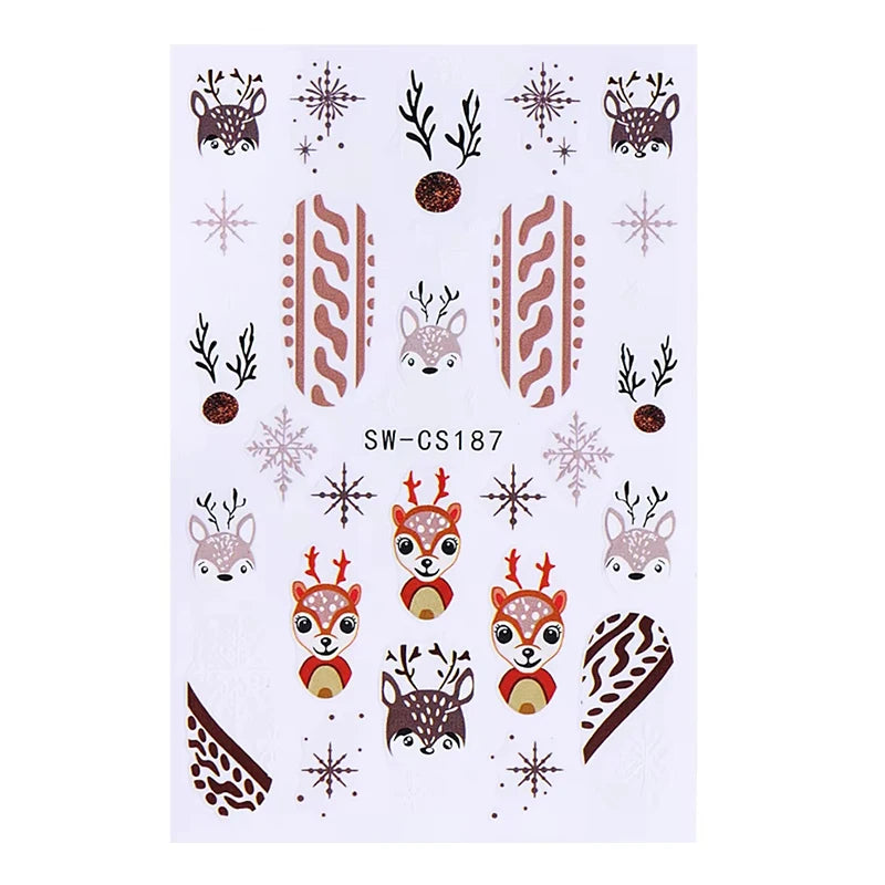 Christmas party nail art decor winter sticker for holiday manicure styling