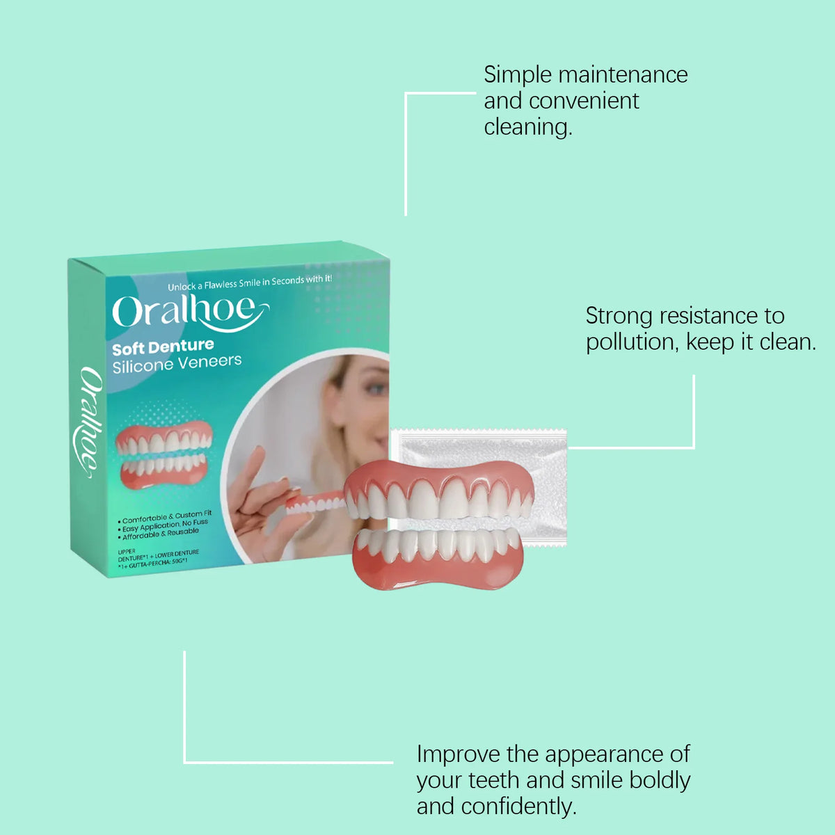 Daily Smile Recovery Silicone Dentures Set for Natural Look and Fit