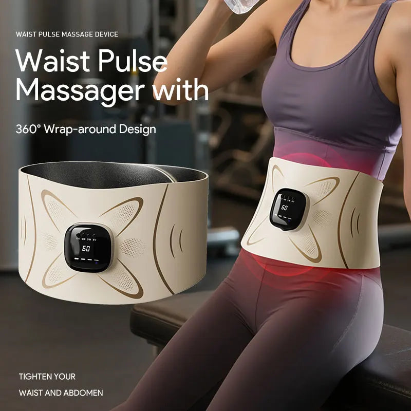 Home workout fitness belt waist pulse massager for core toning sessions