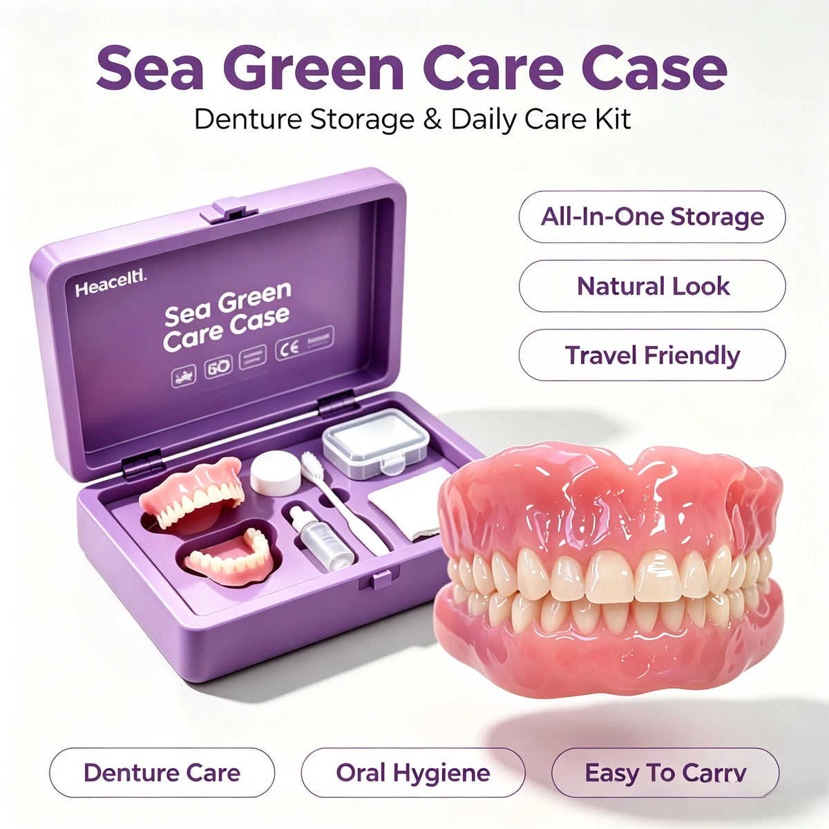 Daily Smile Natural Cosmetic Denture Kit for Instant Comfort Fit