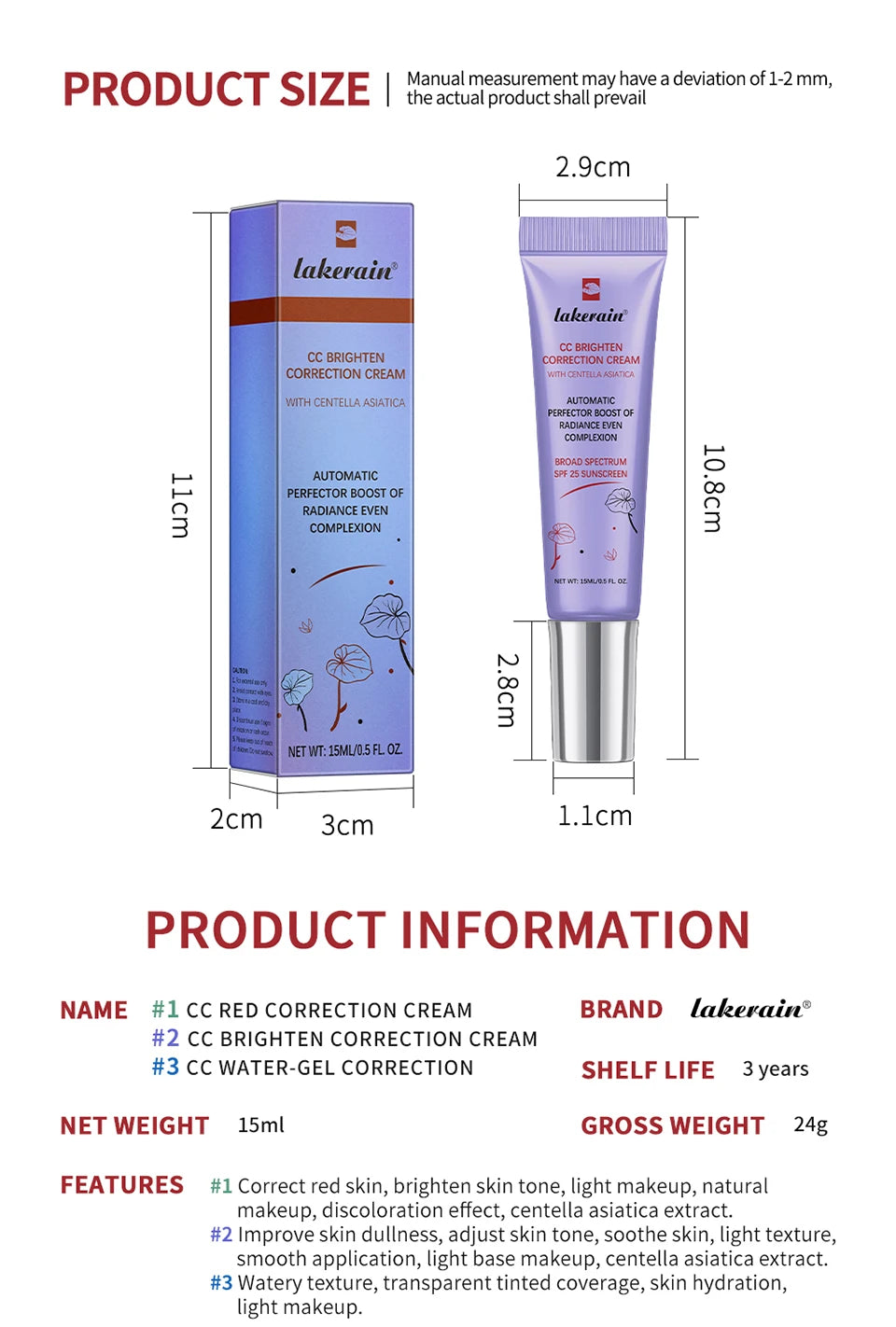 Daily Makeup CC Cream Moisture Foundation for Even Skin Tone - 14