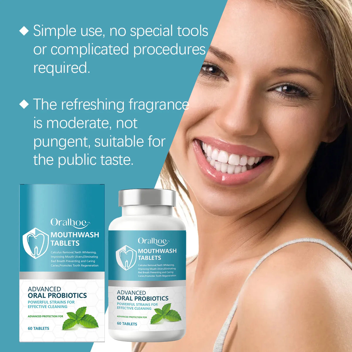 Daily Dental Care Mouthwash Tablets for Fresh Breath and Bright Smile