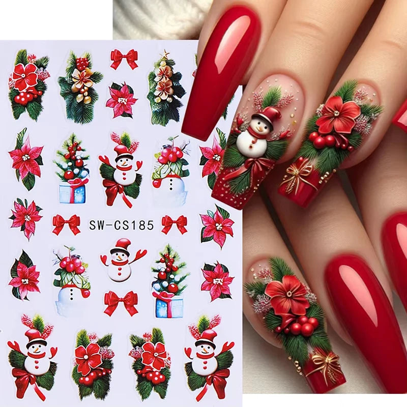 Christmas party nail art decor winter sticker for holiday manicure styling