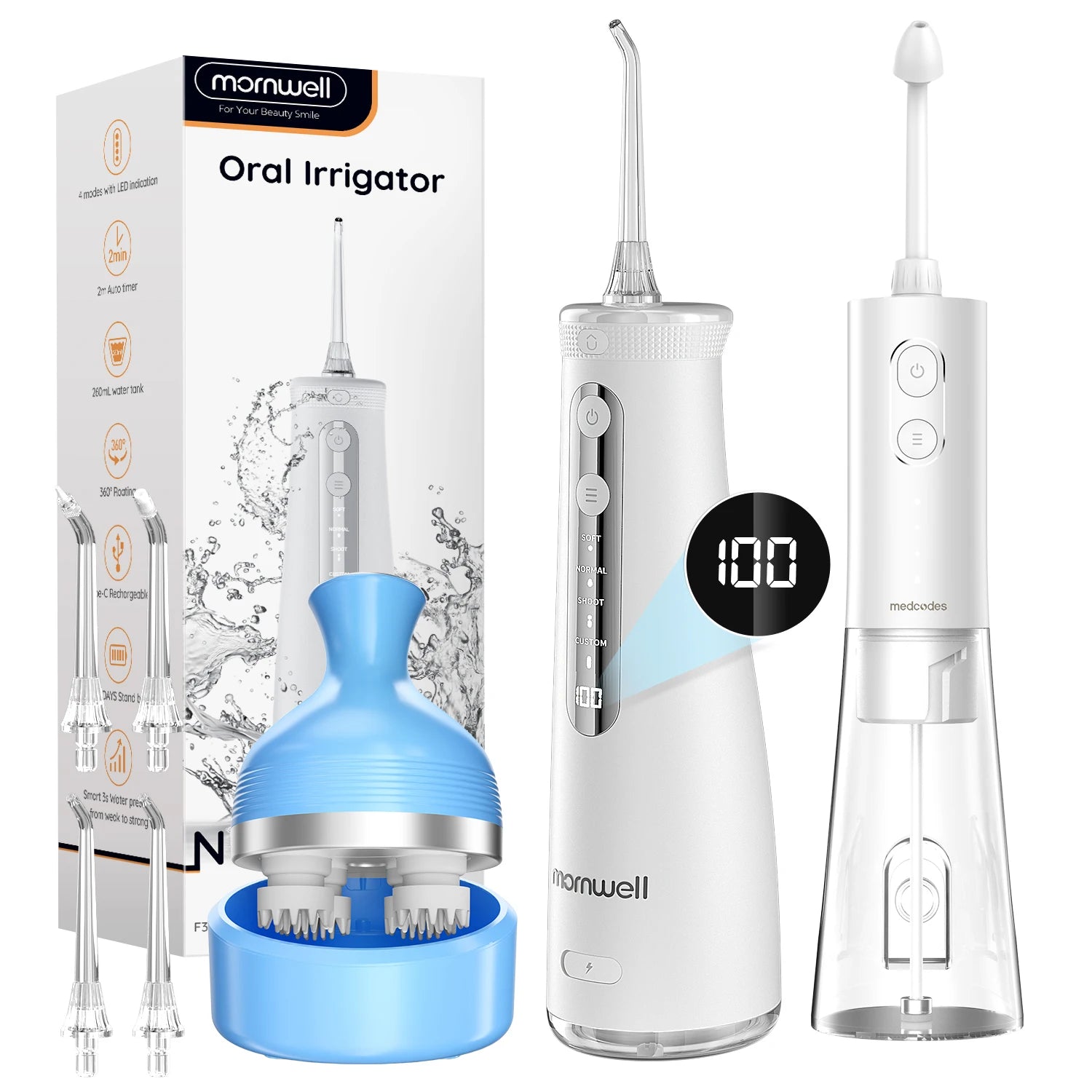 Home and Travel Water and Nasal Irrigator Combo with Head Massager - 40
