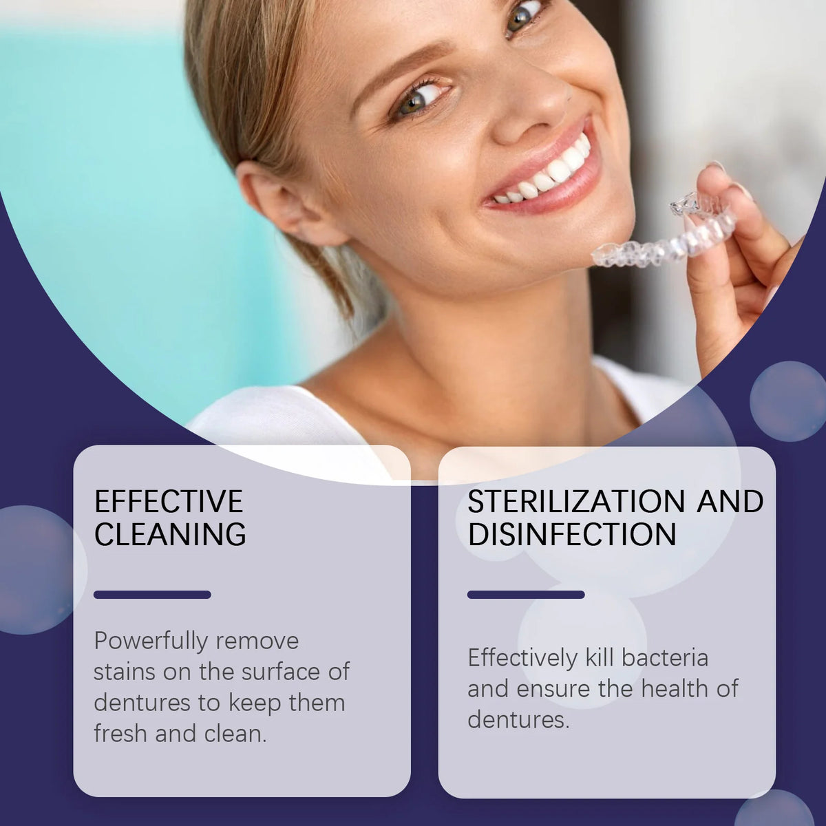Daily Dental Care Denture Cleaning Tablets for Fresh Breath and Plaque Removal