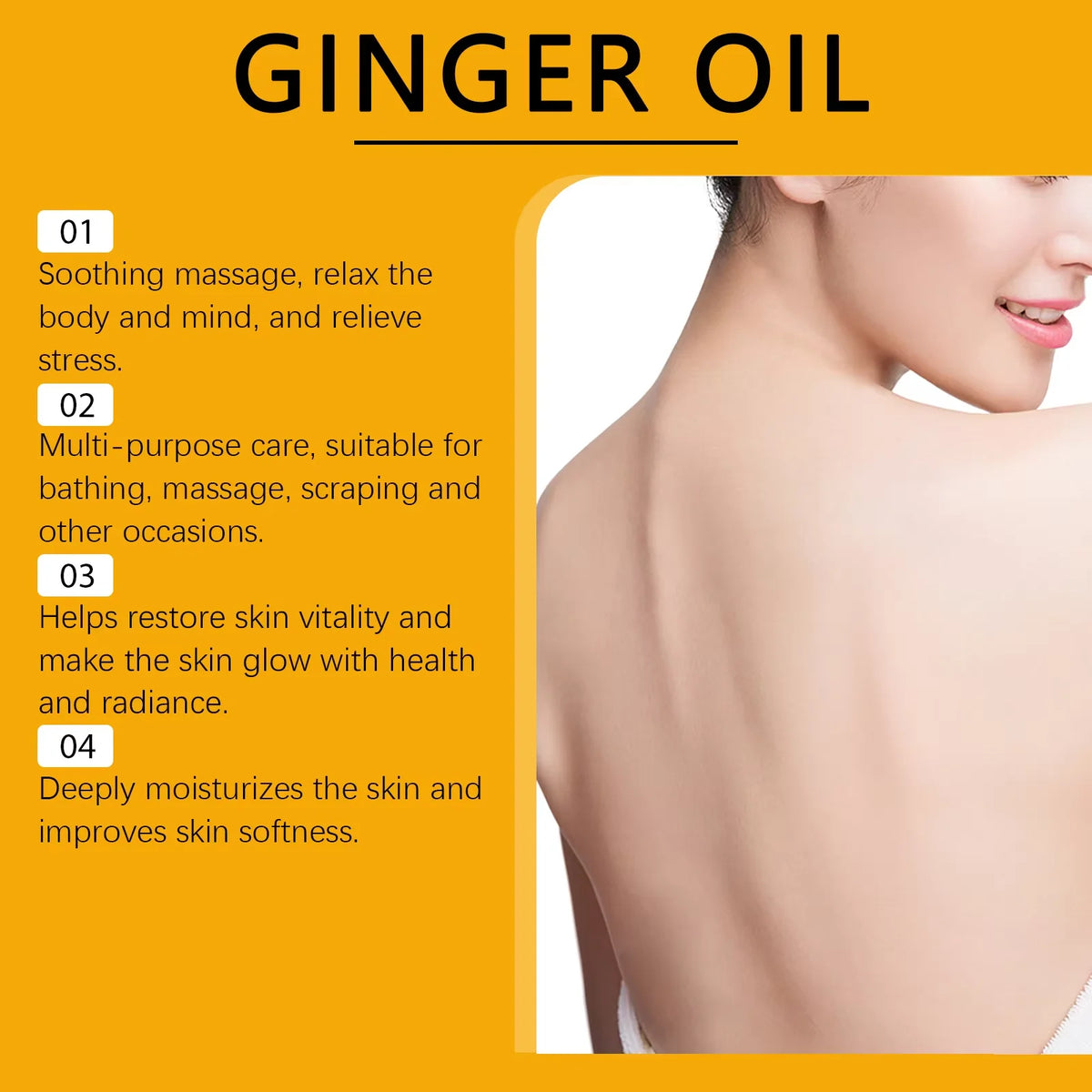Relaxing at home with ginger massage oil for smooth skin and tension relief
