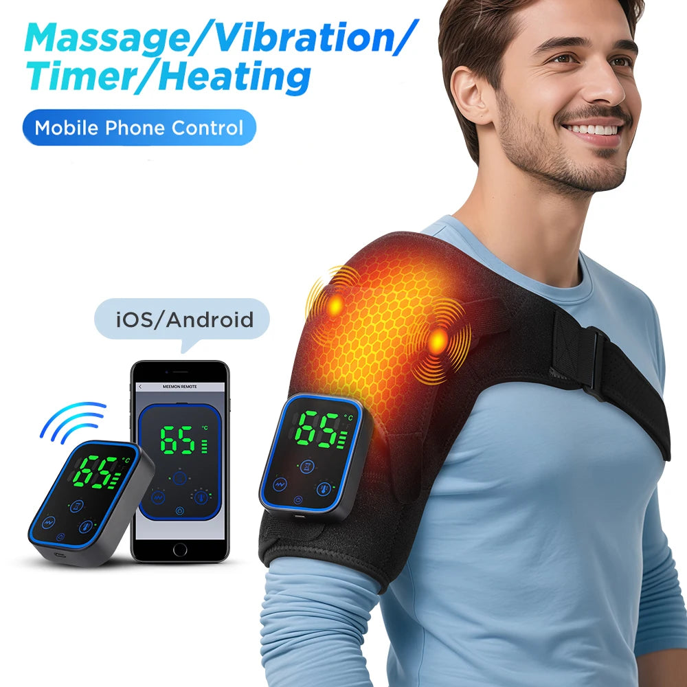 At home cordless shoulder heating massager with app control and vibration