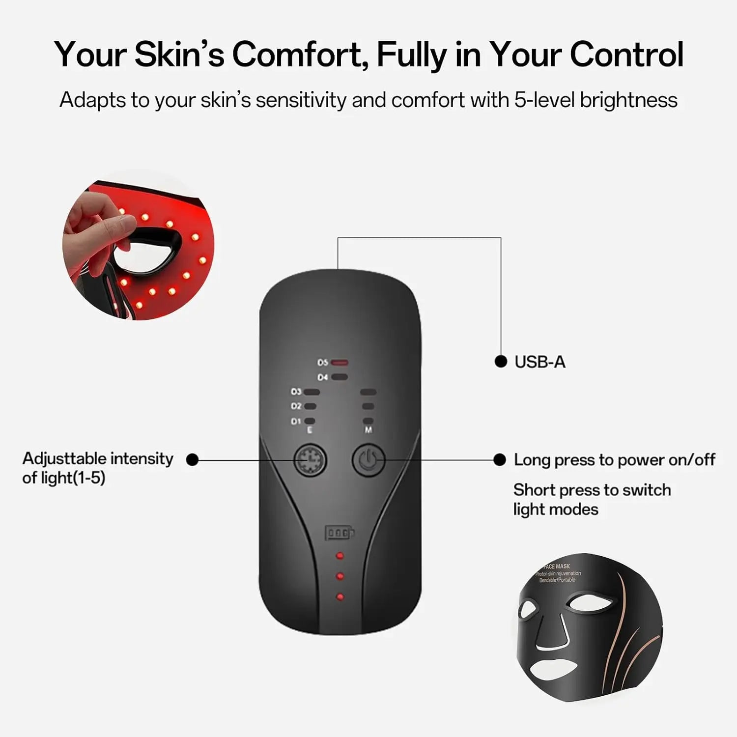Daily Skin Care Flexible Silicone LED Facial Mask for Rejuvenation - 12