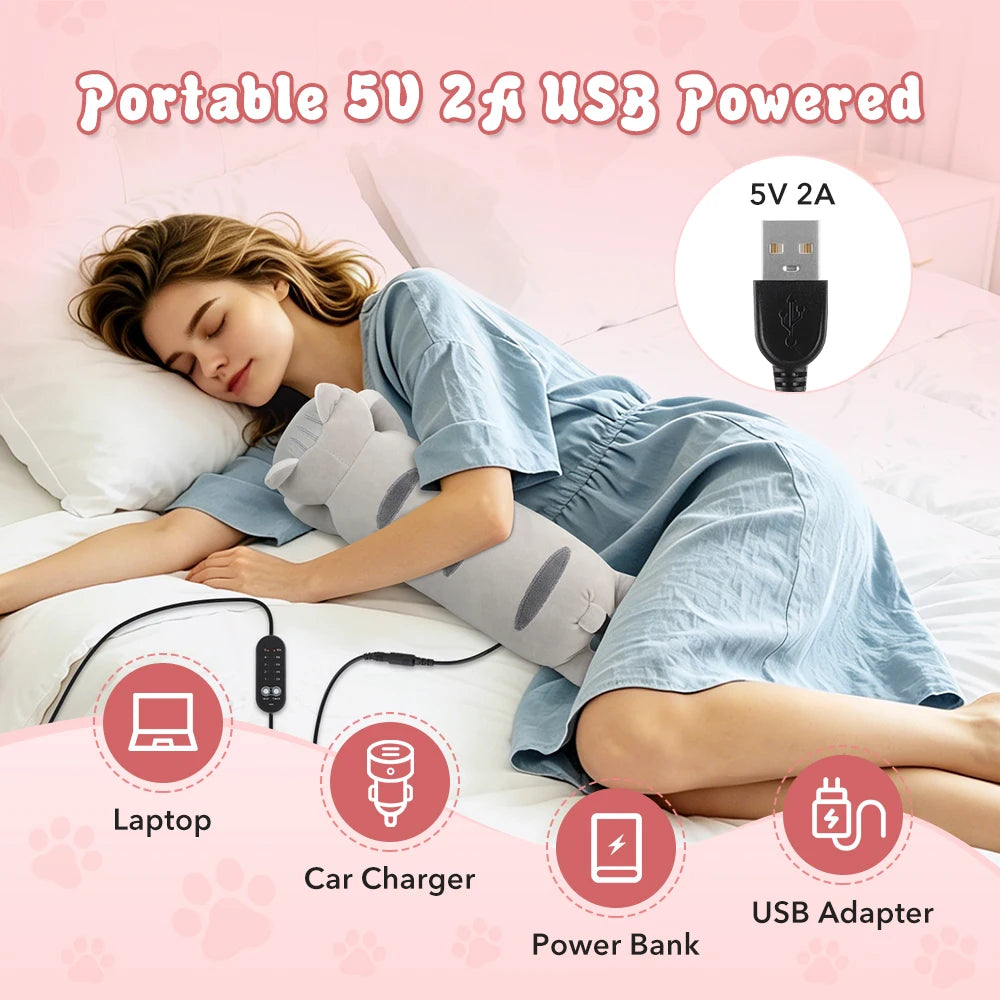 Cram relief usb heating pad cat shaped soft plush pillow hot compress - 5