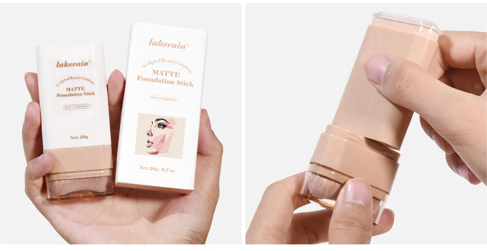 Travel makeup routine Matte Foundation Stick for smooth coverage
