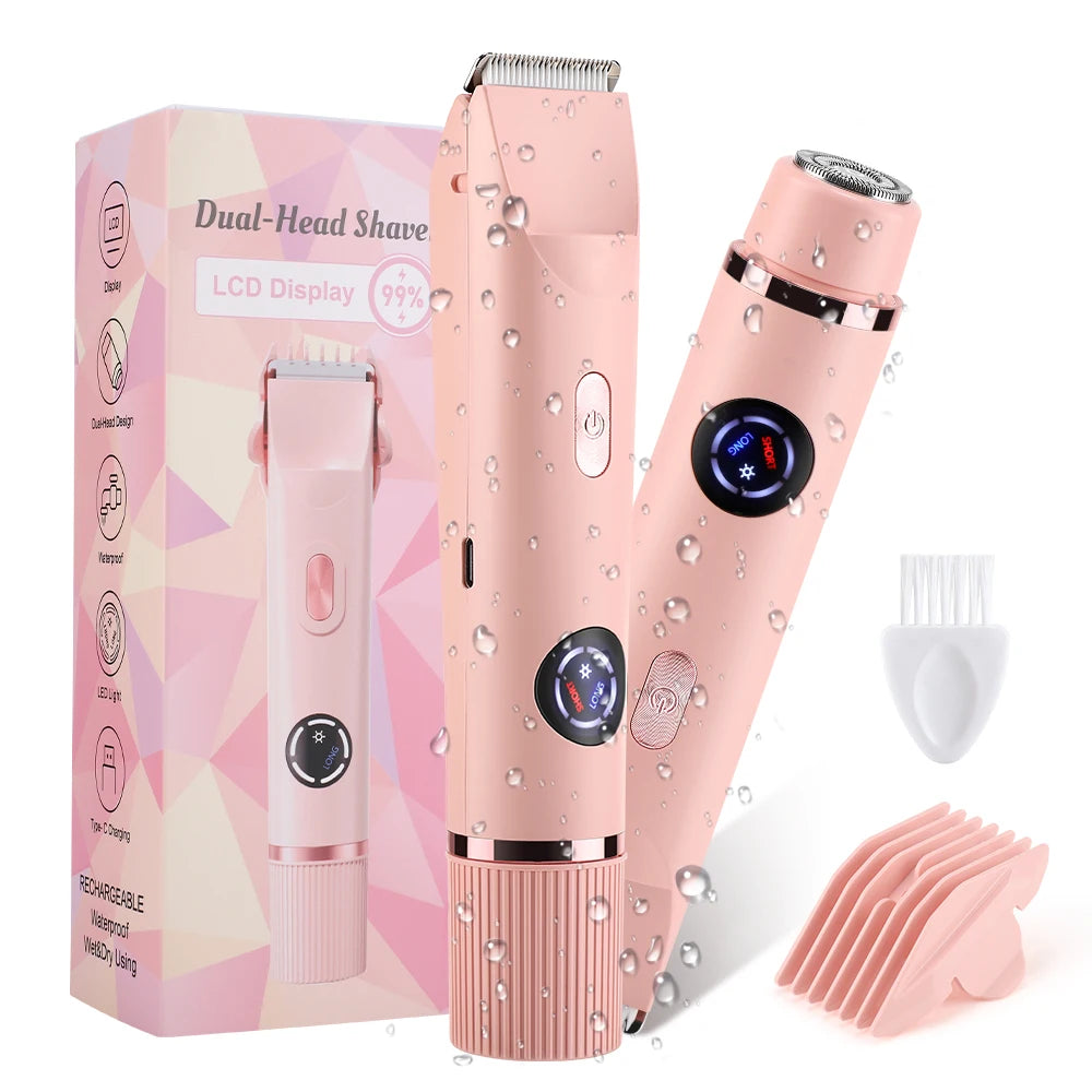 Bathroom Dual Heads Electric Shaver for Women Body Hair Removal Trimmer - 7