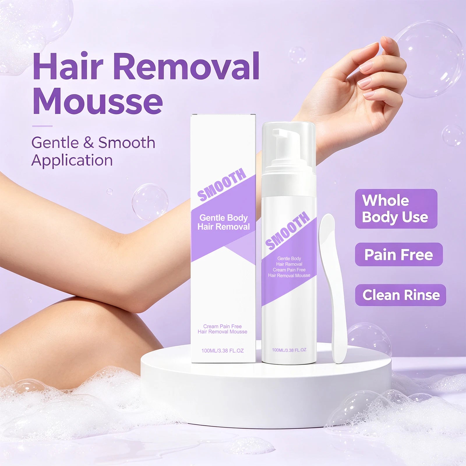 Smooth Skin Hair Removal Mousse for Painless and Easy Body Grooming - 5