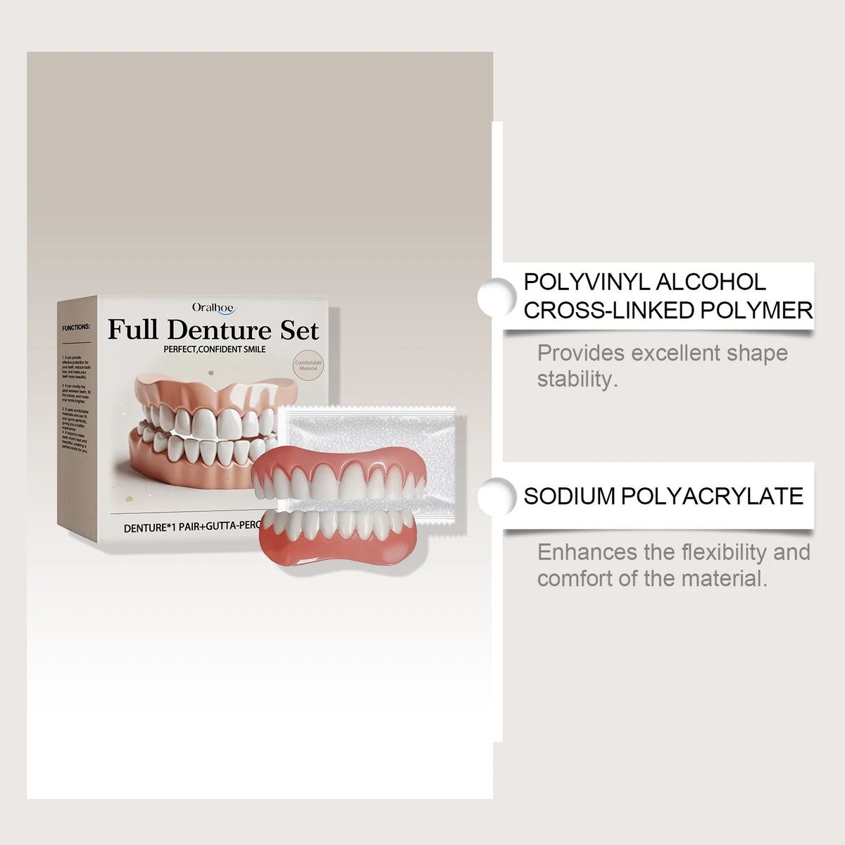 Bright Smile Denture Set for Restoring Missing Teeth and Brighter Smiles