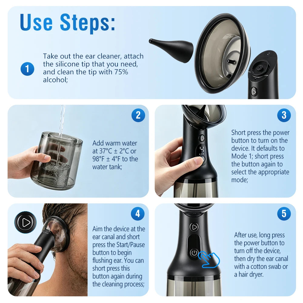 Home Hygiene Electric Ear Wax Removal Device Kit with Dual Pump System