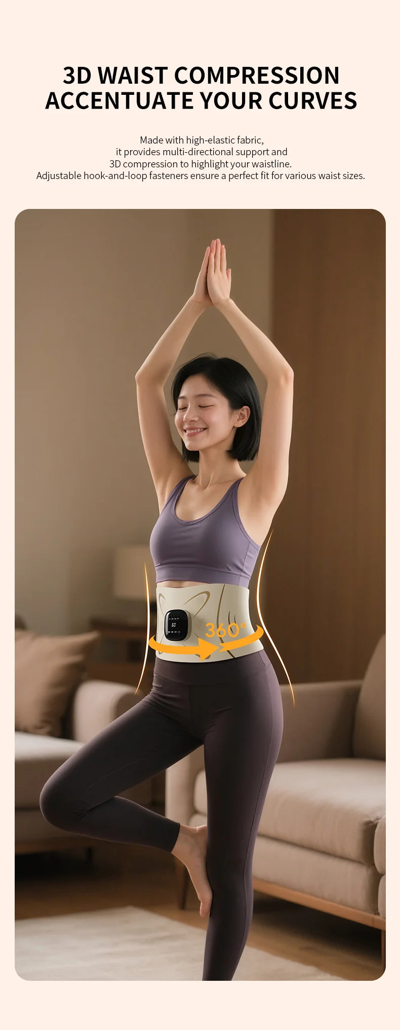 Home workout fitness belt waist pulse massager for core toning sessions - 16