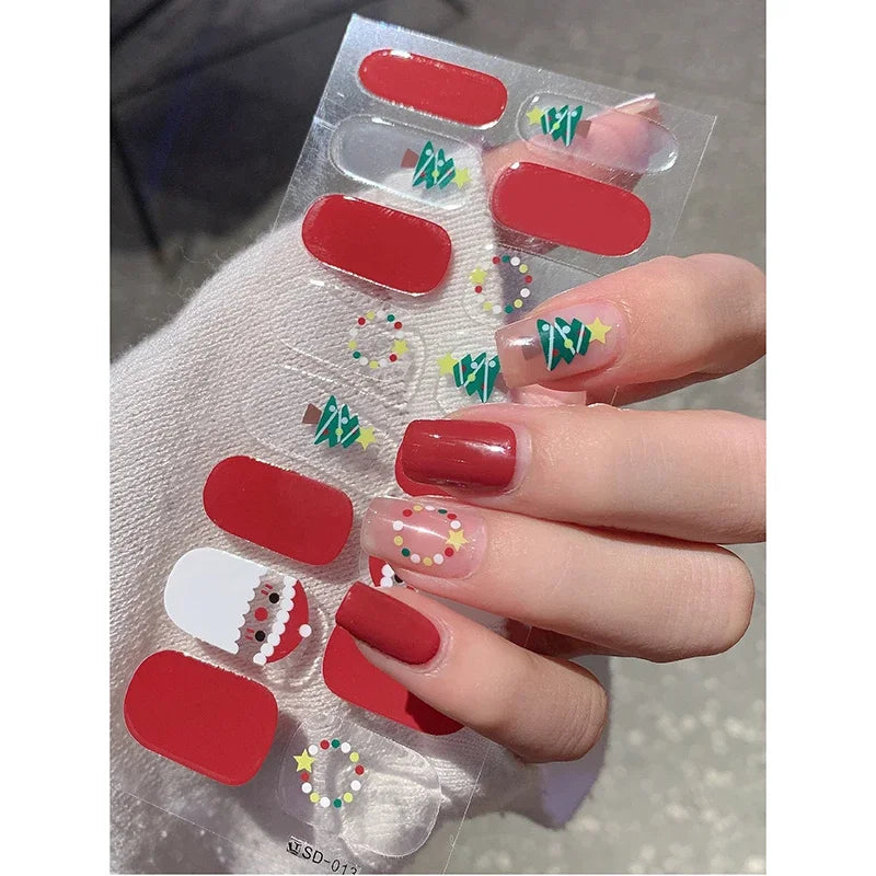 Winter nail art Christmas sticker gel wrap for festive holiday looks - 18