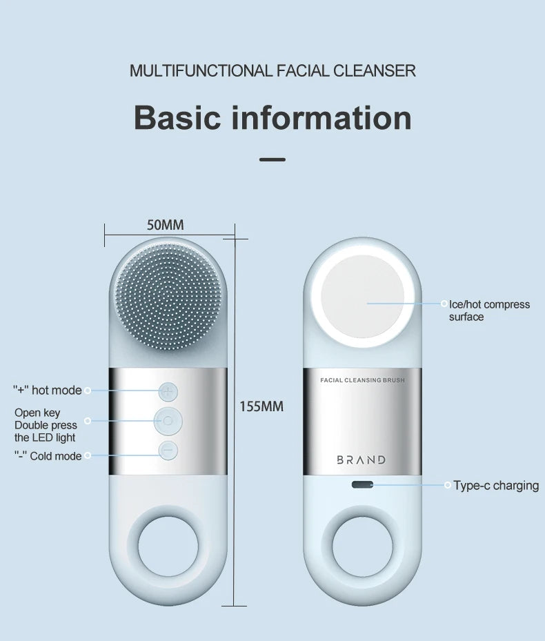 Daily Skincare Hot Cold Facial Cleansing Brush for Deep Cleaning