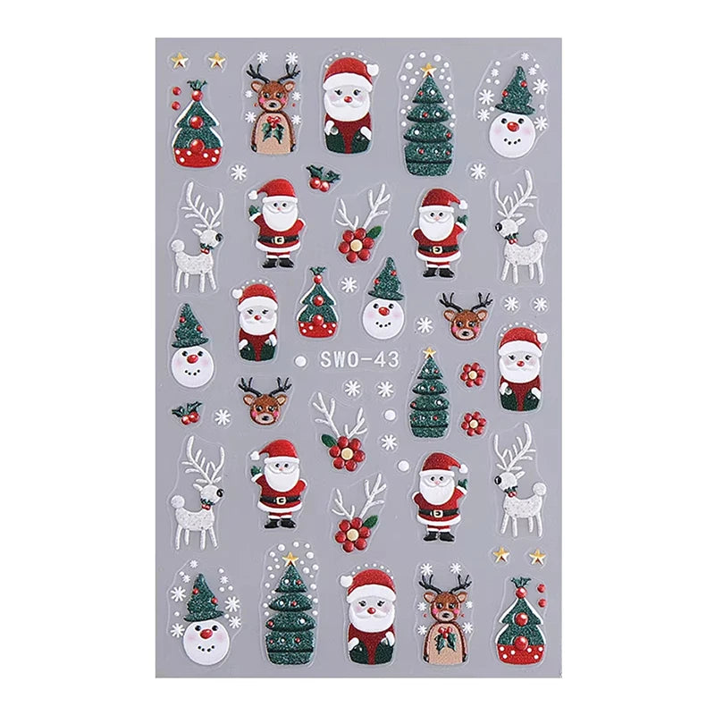 Christmas party nail art decor winter sticker for holiday manicure styling