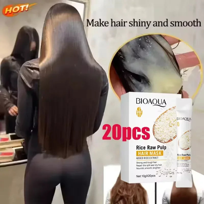 Dry Hair Rice Raw Pulp Hair Mask for deep damage repair and smooth care - 1