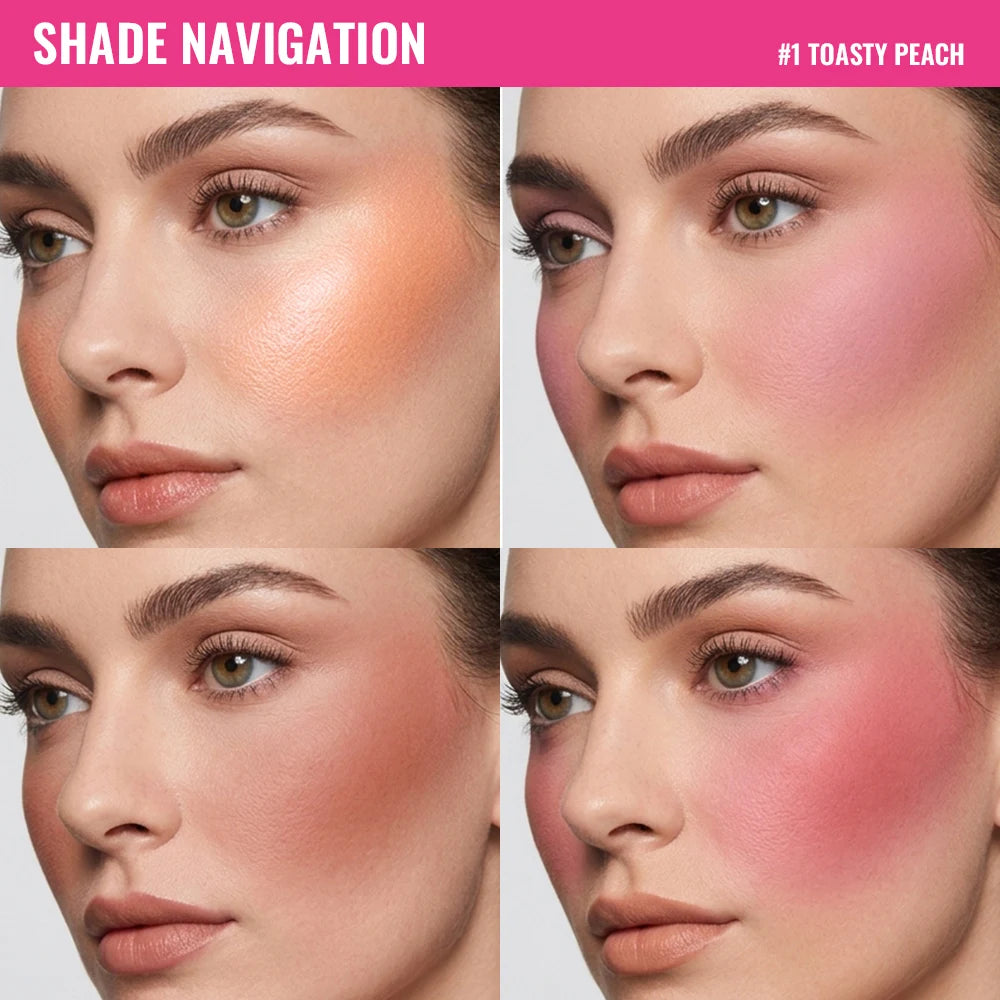 Daily Makeup Blur Filter Blush Palette with Brush for Natural Flush - 5