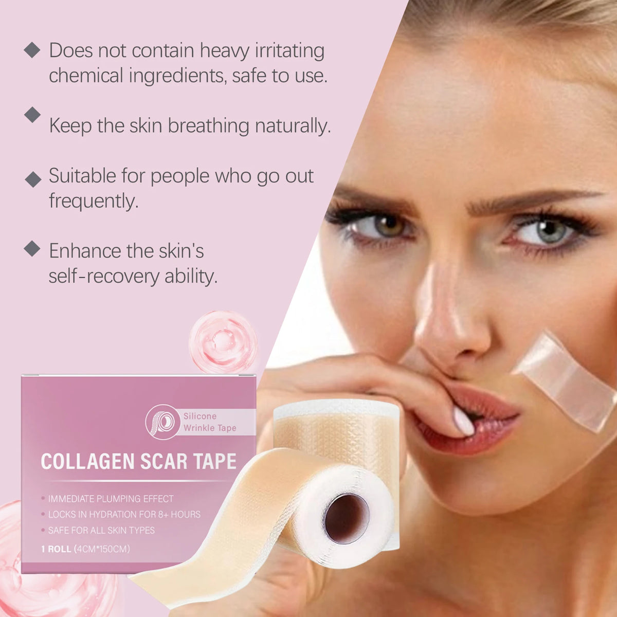 Daily Skin Care Silicone Collagen Scar Tape for Smooth Texture and Hydration