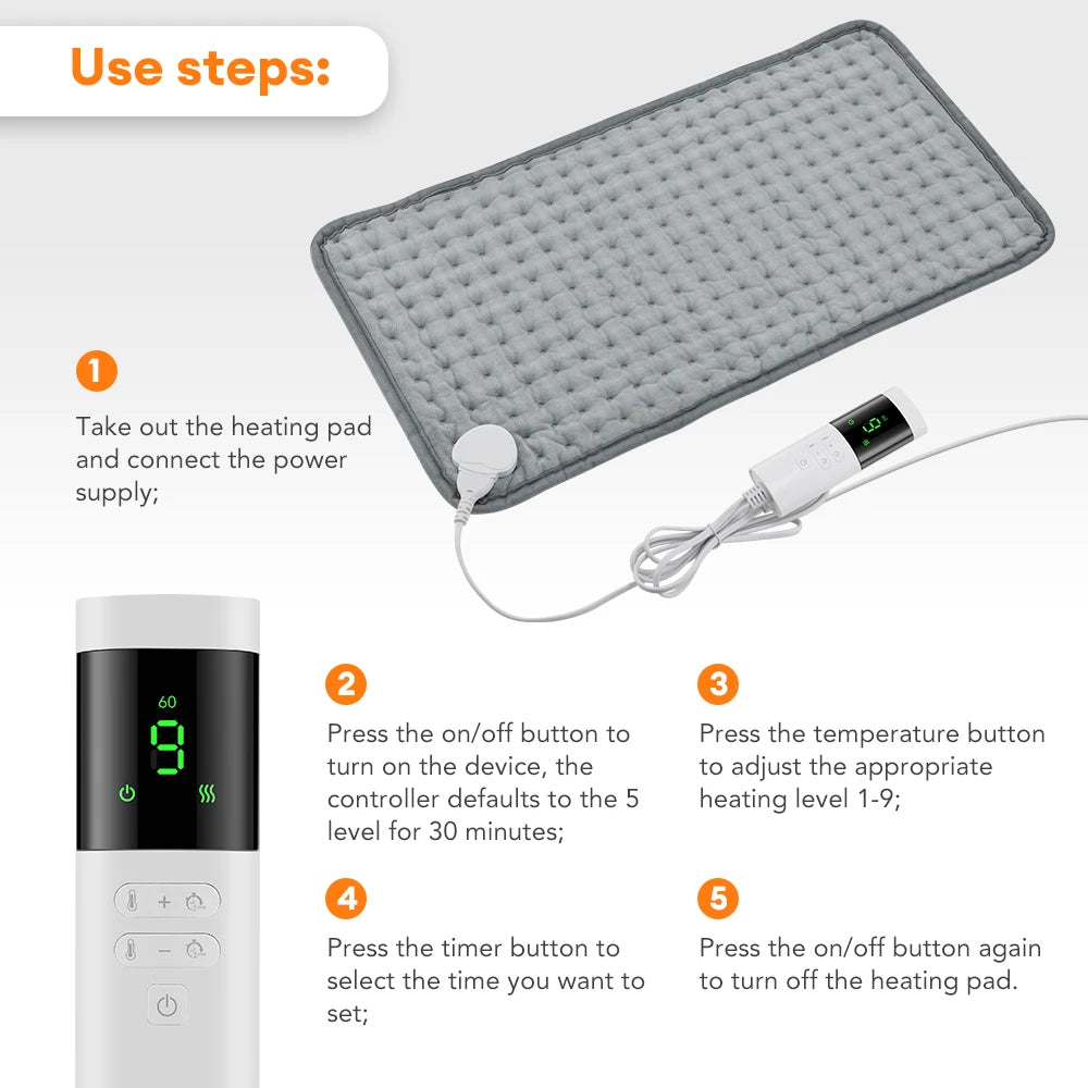 Back Pain Relief Electric Heating Pad for Muscle Relaxation and Comfort